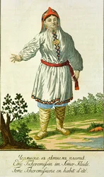Sommertracht einer Bäuerin, Stamm der Cheremes, russisch, 18. Jahrhundert